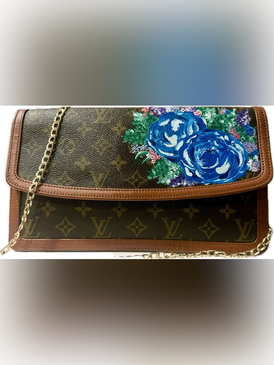 Louis Vuitton Handbags - Louis Vuitton Monogram Grand Dame Clutch with Custom Hand-painted Floral Design